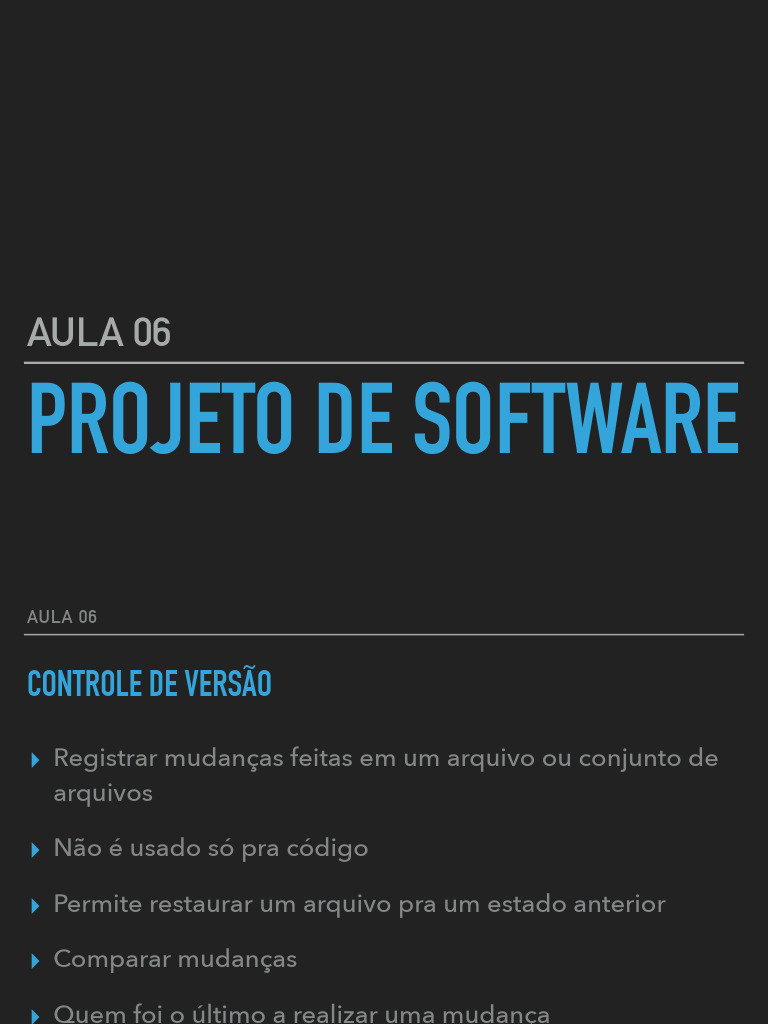 Controle de Versão em Projetos de Software | PDF | Controle de versão ...