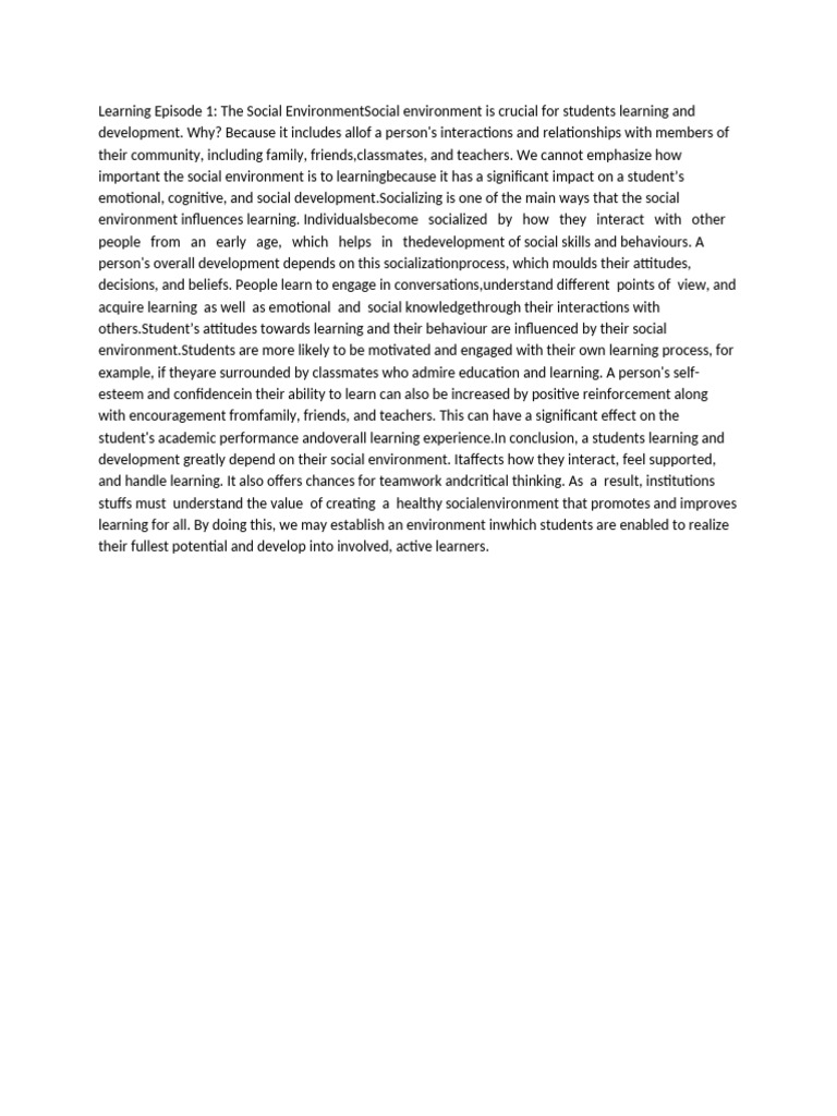 Impact of Social Environment on Learning | PDF | Learning ...