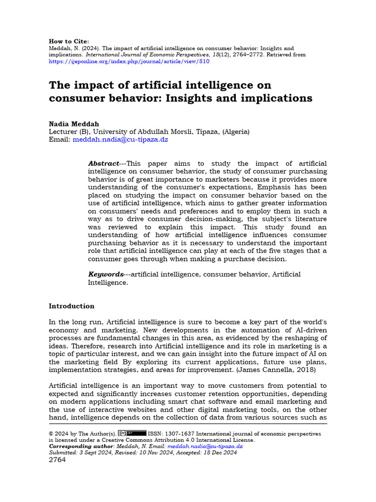 AI's Influence on Consumer Behavior Insights | PDF | Artificial ...