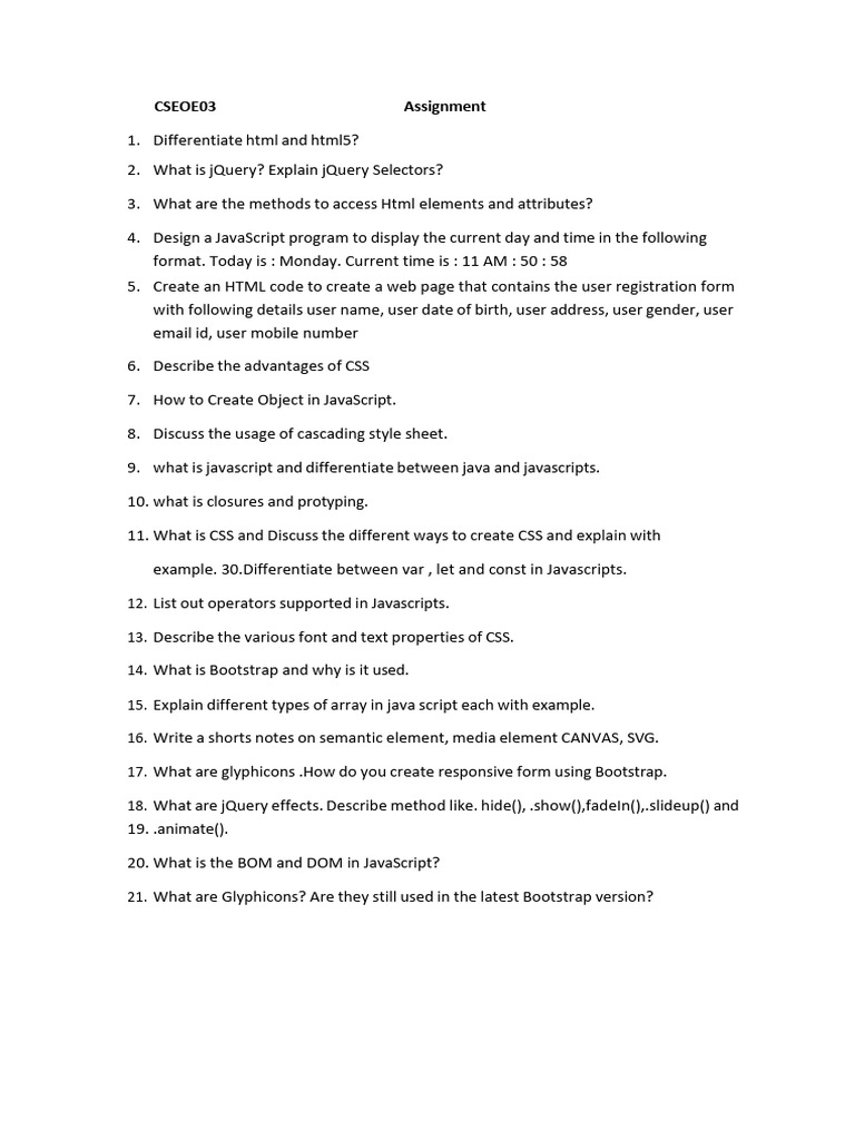 Web Development Assignment Guide | PDF | Java Script | J Query