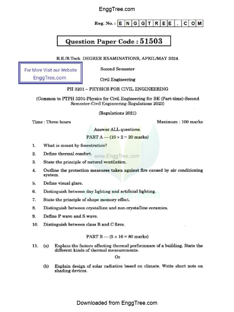 PH3201 Physics For Civil Engineering Apr May 2024 Question Paper ...