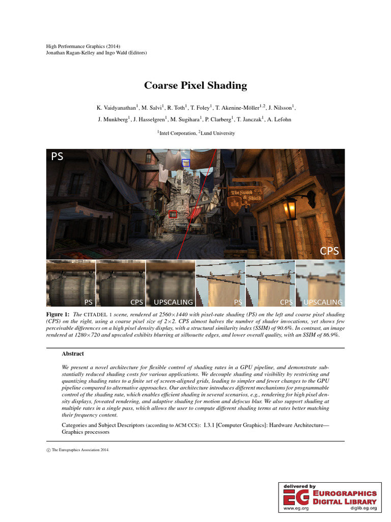 Coarse Pixel Shading for GPUs | PDF | Shader | Rendering (Computer ...