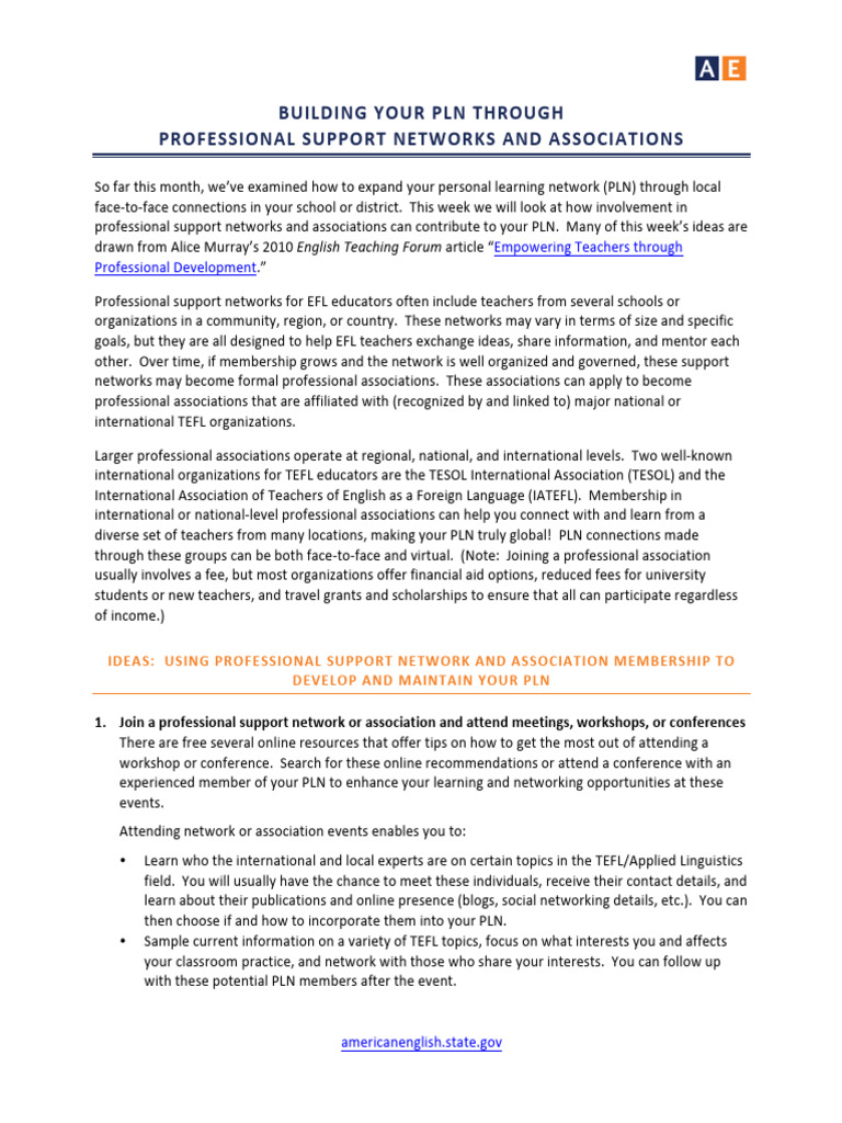 Reading PLNs & Professional Networks and Associations Docx | PDF ...