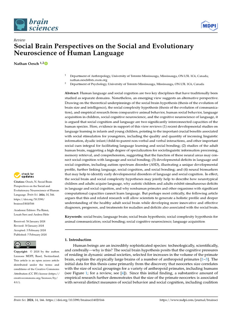 Social Brain Perspectives On The Social and Evolutionary Neuroscience ...