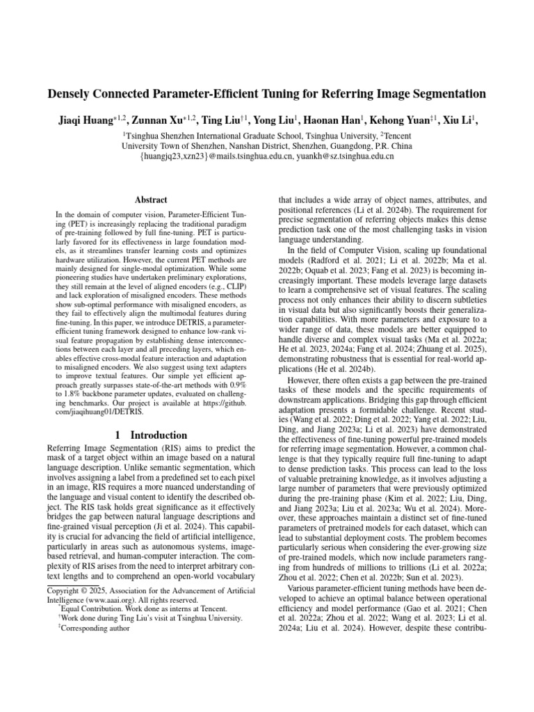 Detris: Efficient Tuning for RIS | PDF | Image Segmentation | Applied ...