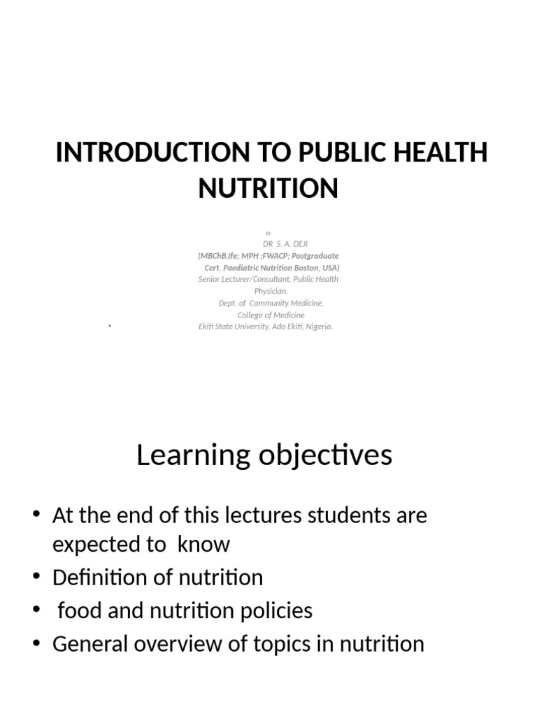 Overview of Public Health Nutrition | PDF | Malnutrition | Human Nutrition