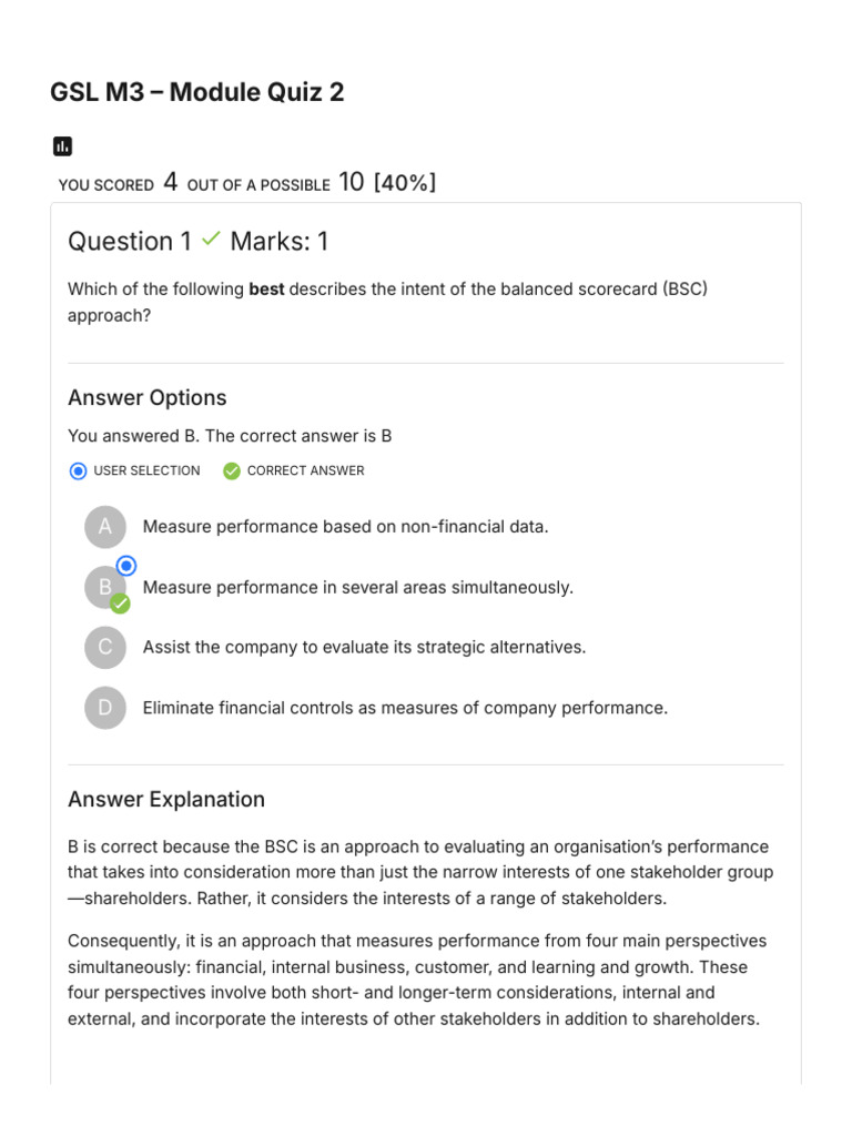 GSL M3 - Module Quiz 2 - KnowledgEquity | PDF | Competitive Advantage ...