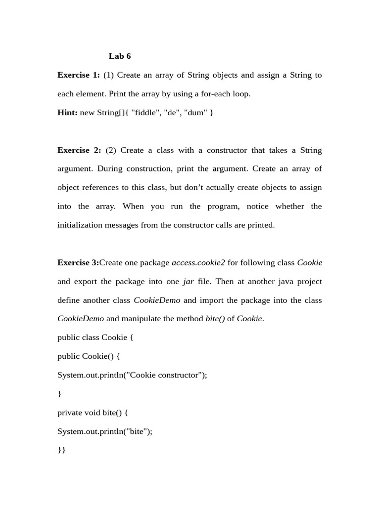 Java Lab Exercises: Arrays & Classes | PDF
