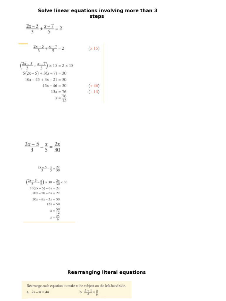 10M26 More Than Three Step Equation and Two or More Fractionas | PDF