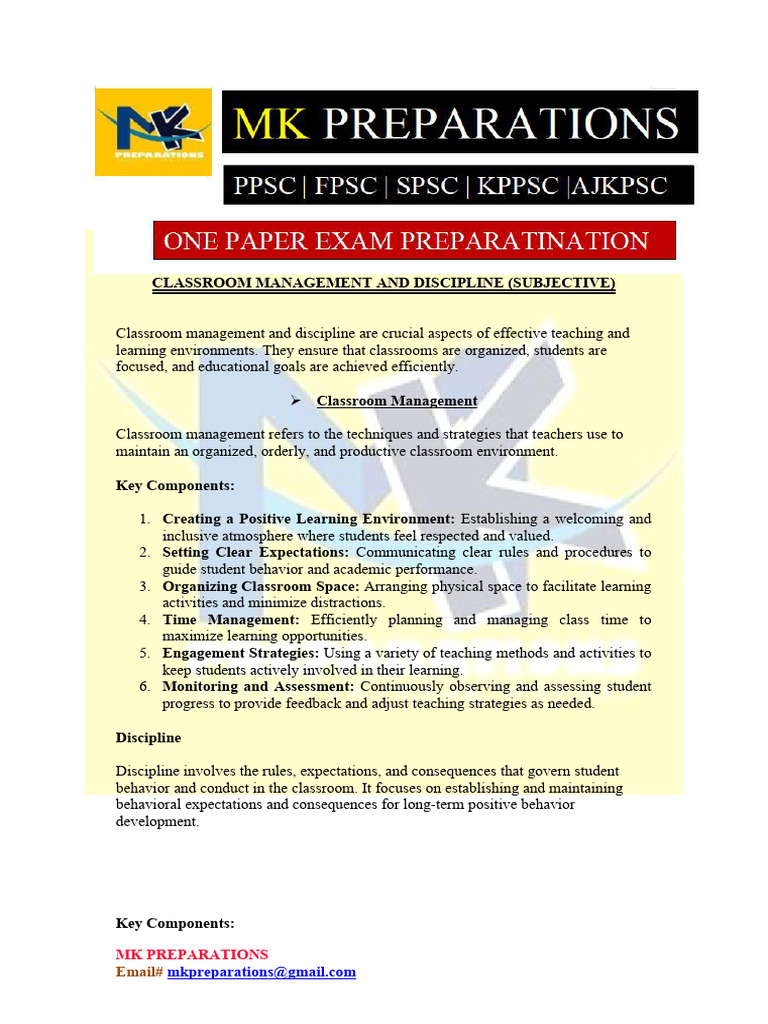 Classroom Management and Discipline Guide | PDF | Classroom Management ...