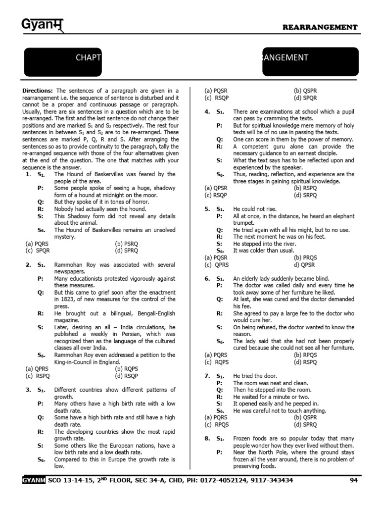 Sentence Rearrangement Exercises | PDF