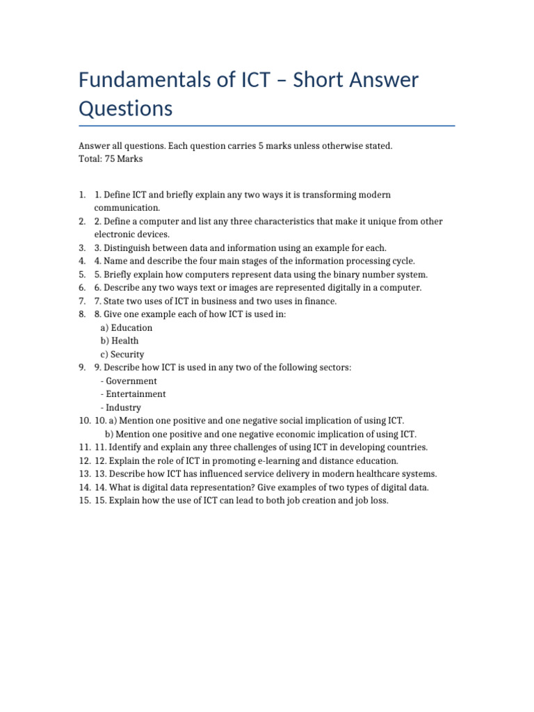 ICT Fundamentals: Key Concepts & Applications | PDF