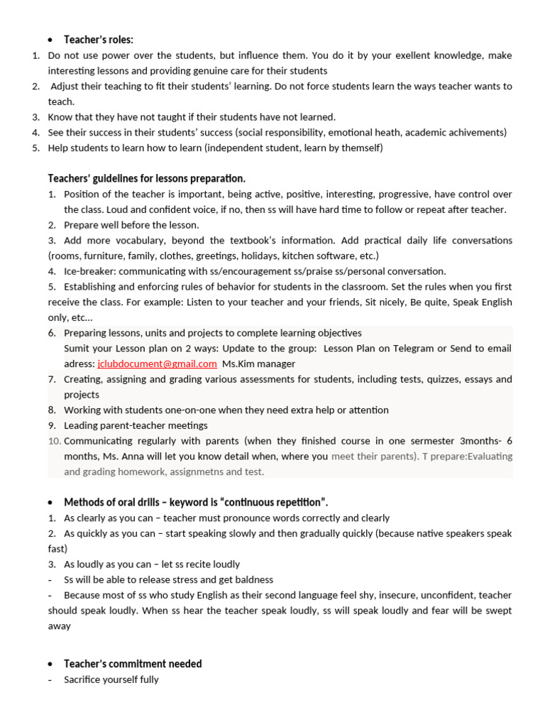 Guidelines For Teachers and Students | PDF | Teachers | Lesson Plan