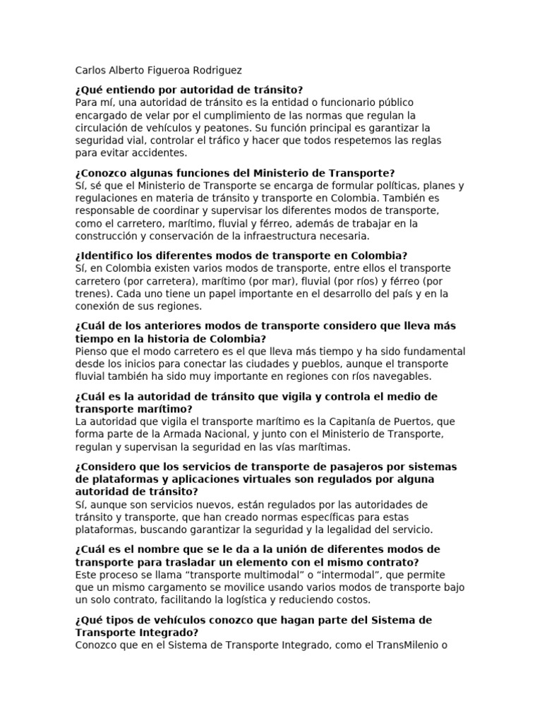 Autoridades y Modos de Transporte en Colombia | PDF | Transporte