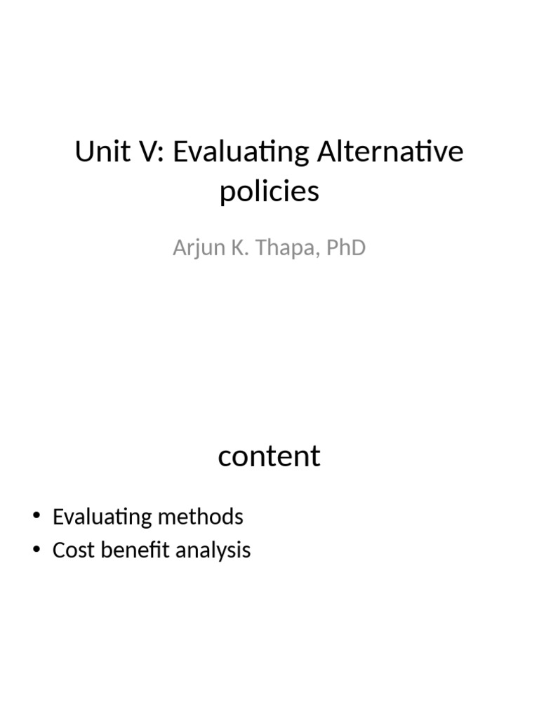 Cost Benefit Analysis in Policy Evaluation | PDF | Cost–Benefit ...