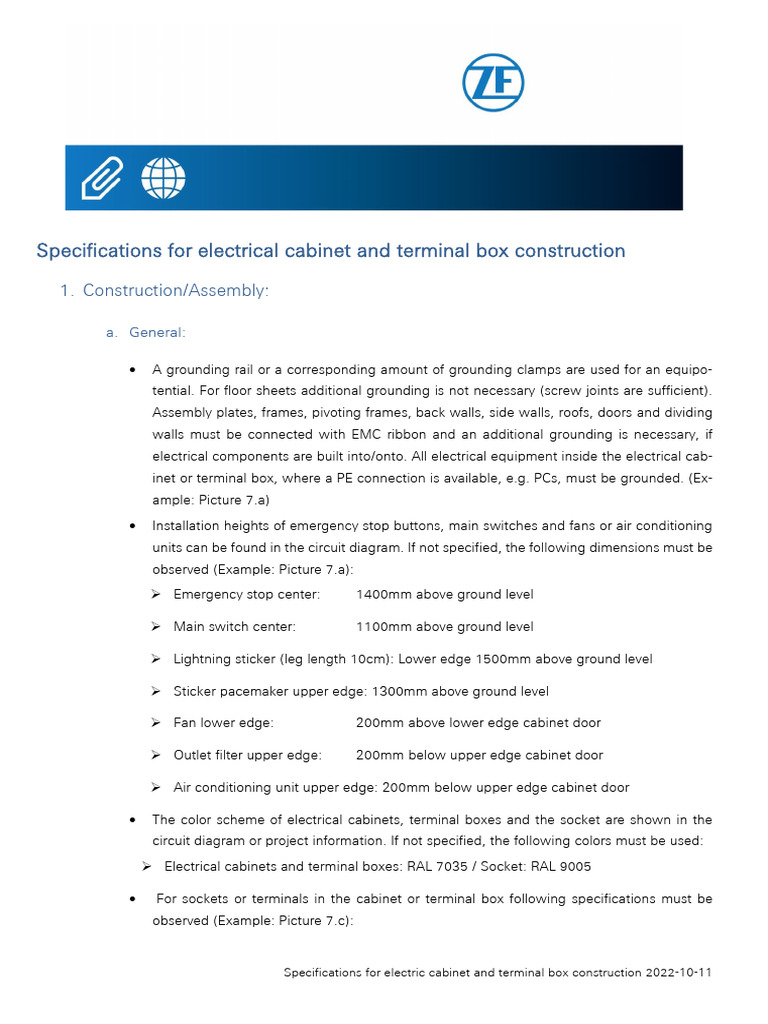 Specifications For Electric Cabinet and Terminal Box Construction06!07 ...
