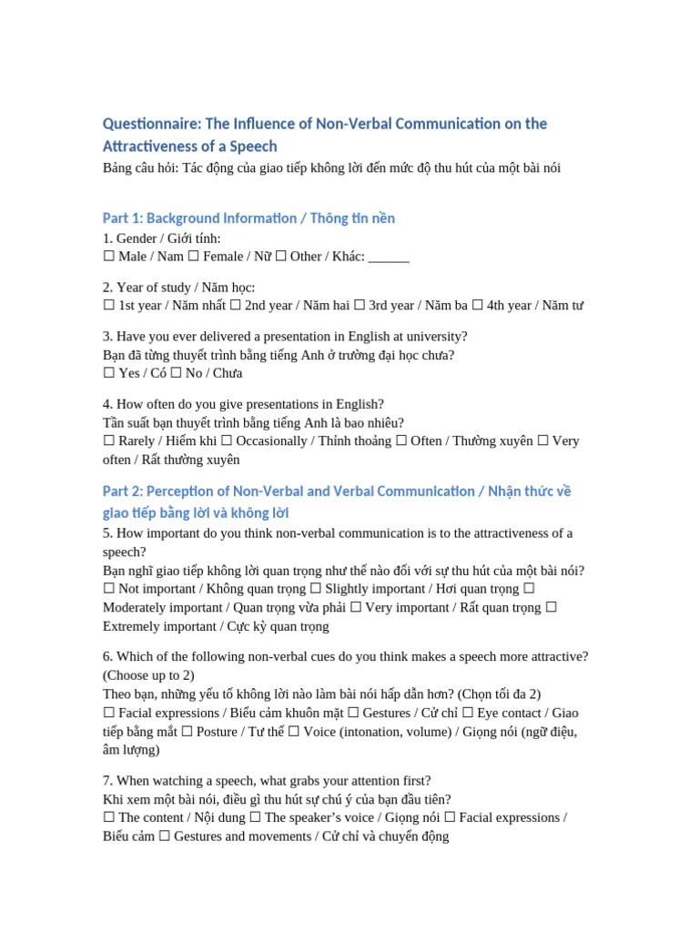 Questionnaire | PDF