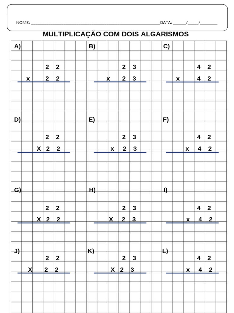 Multiplicação com Dois Algarismos | PDF