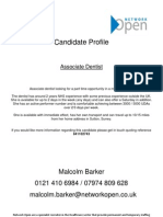 Candidate Profile: Malcolm Barker 0121 410 6984 / 07974 809 628 Malcolm - Barker@networkopen - Co.uk