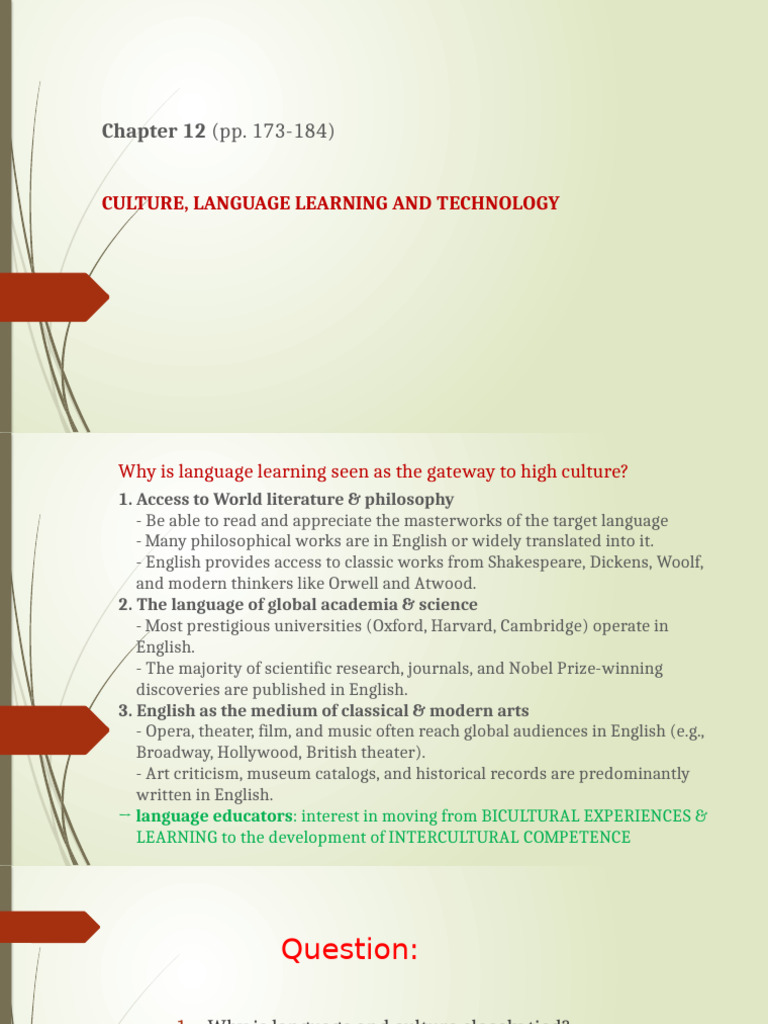 Language Learning and Cultural Integration | PDF | English Language ...