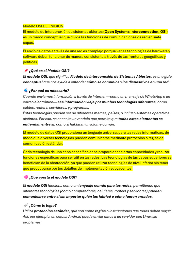 Definición y Funciones del Modelo OSI | PDF | Modelo osi | Red de ...
