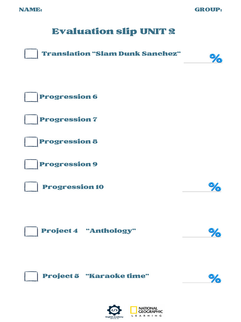 Evaluation Slip for Unit 2 Projects | PDF