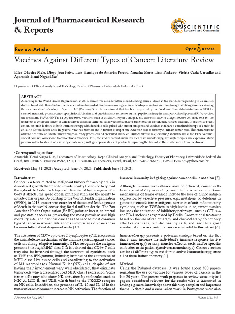 Cancer Immunotherapy Vaccines Review | PDF | Natural Killer Cell ...