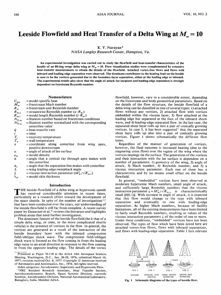 Delta Wing Heat Transfer at M^=10 | PDF | Boundary Layer | Reynolds Number