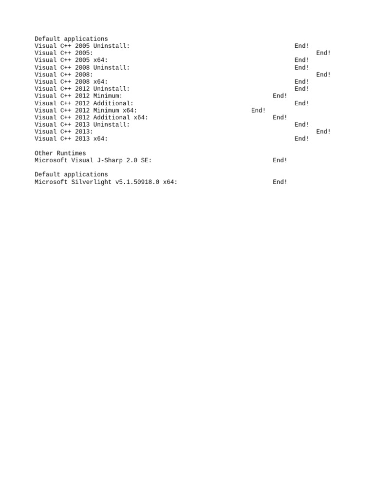 Visual C++ and Runtime Uninstall Guide | PDF