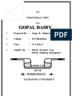 Gopal Dairy Project Bba Mba Project Report