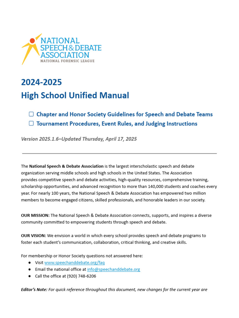 High School Speech & Debate Manual | PDF | Fee | Credit Card