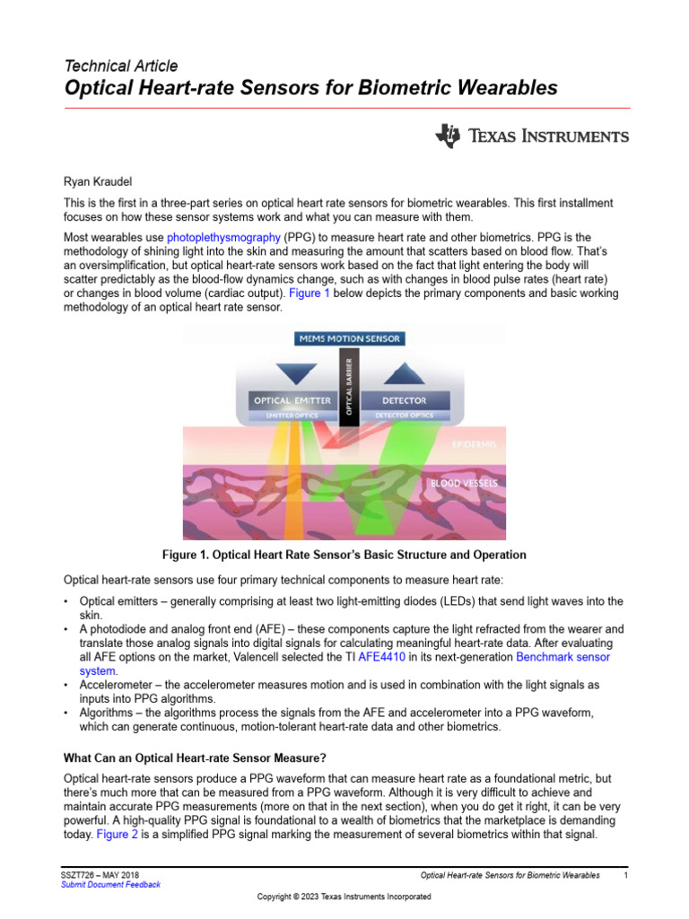 Optical Heart-Rate Sensors Explained | PDF | Heart Rate | Blood Pressure