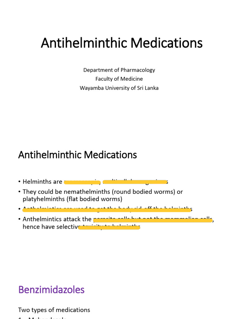 30 Antihelminthic Medications 230728 113229 | PDF | Medical Specialties ...