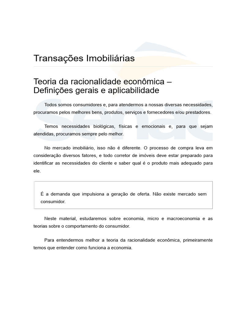 Teoria Da Racionalidade Econômica | PDF | Economia | Marketing