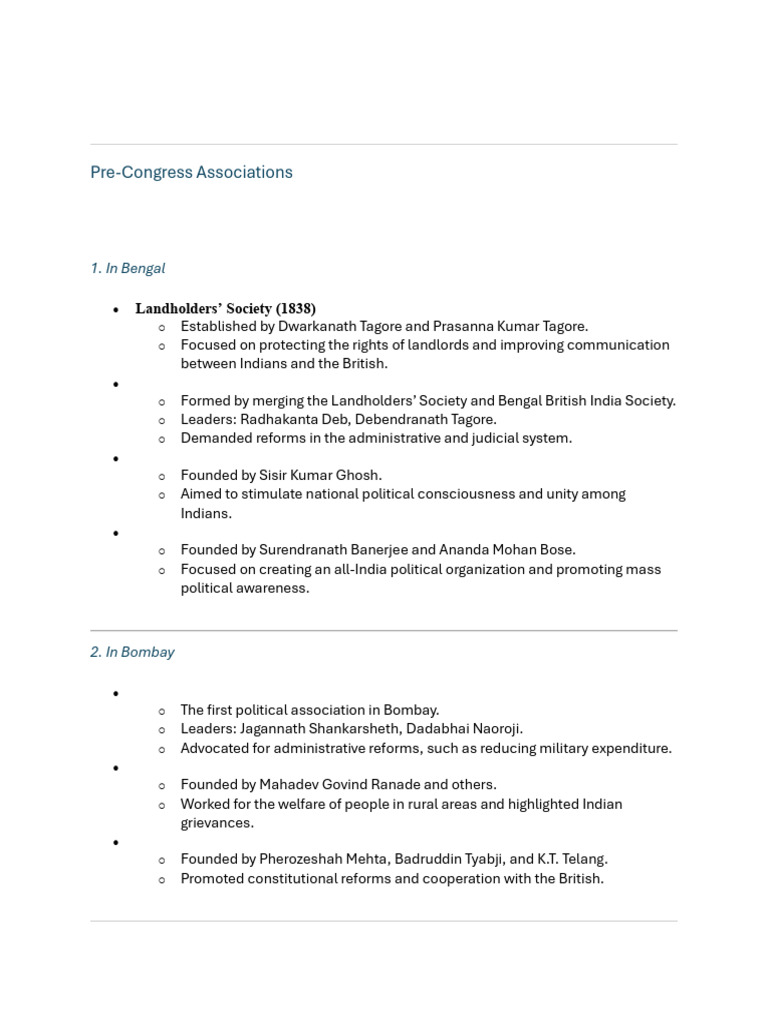 Political Associations and Congress | PDF | Indian National Congress ...