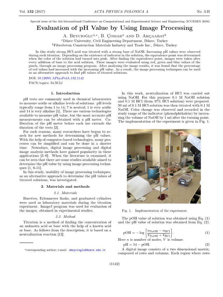 Evaluation of PH Value by Using Image PR | PDF | Ph | Color