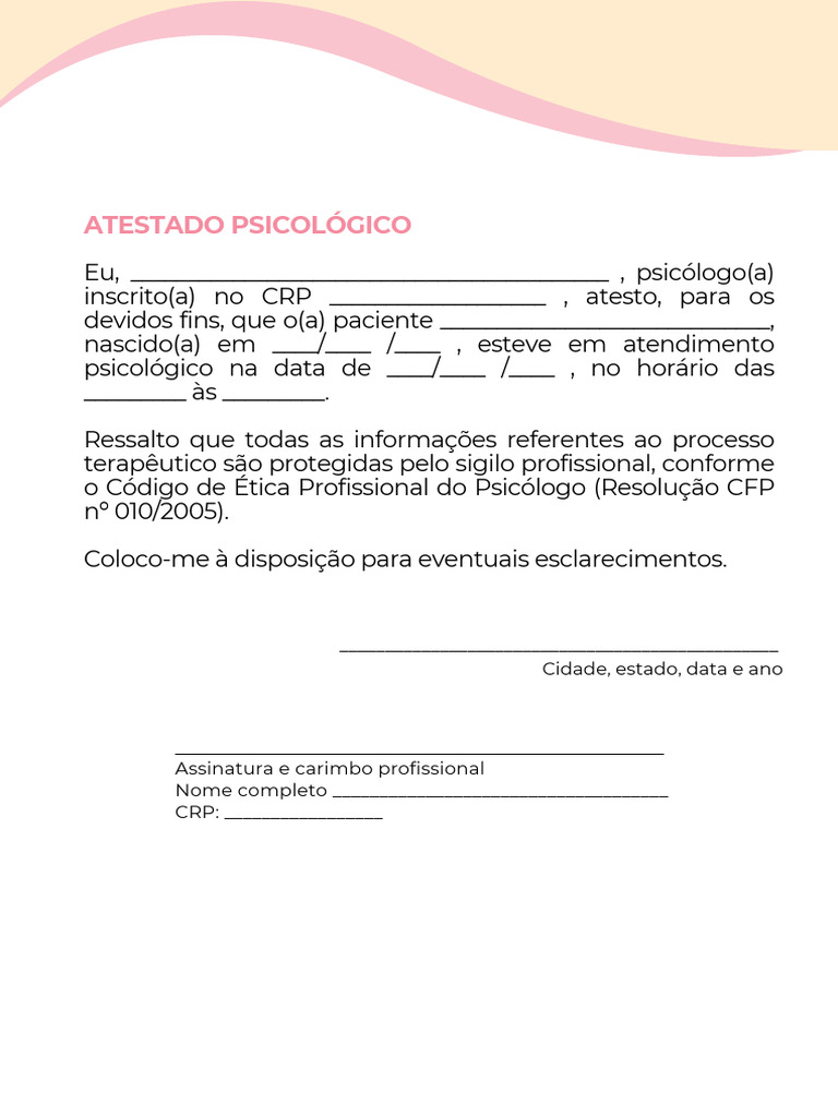 Atestado Psicológico: Modelo e Orientações | PDF