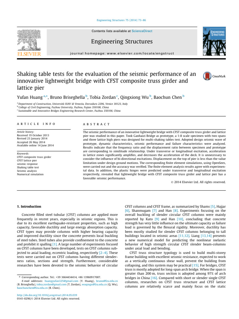Seismic Performance of CFST Bridge Design | PDF | Earthquake ...