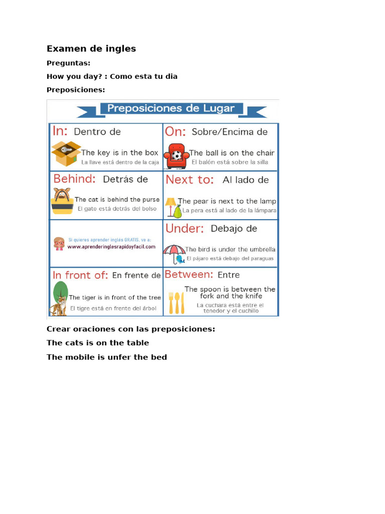 Examen de Ingles | PDF