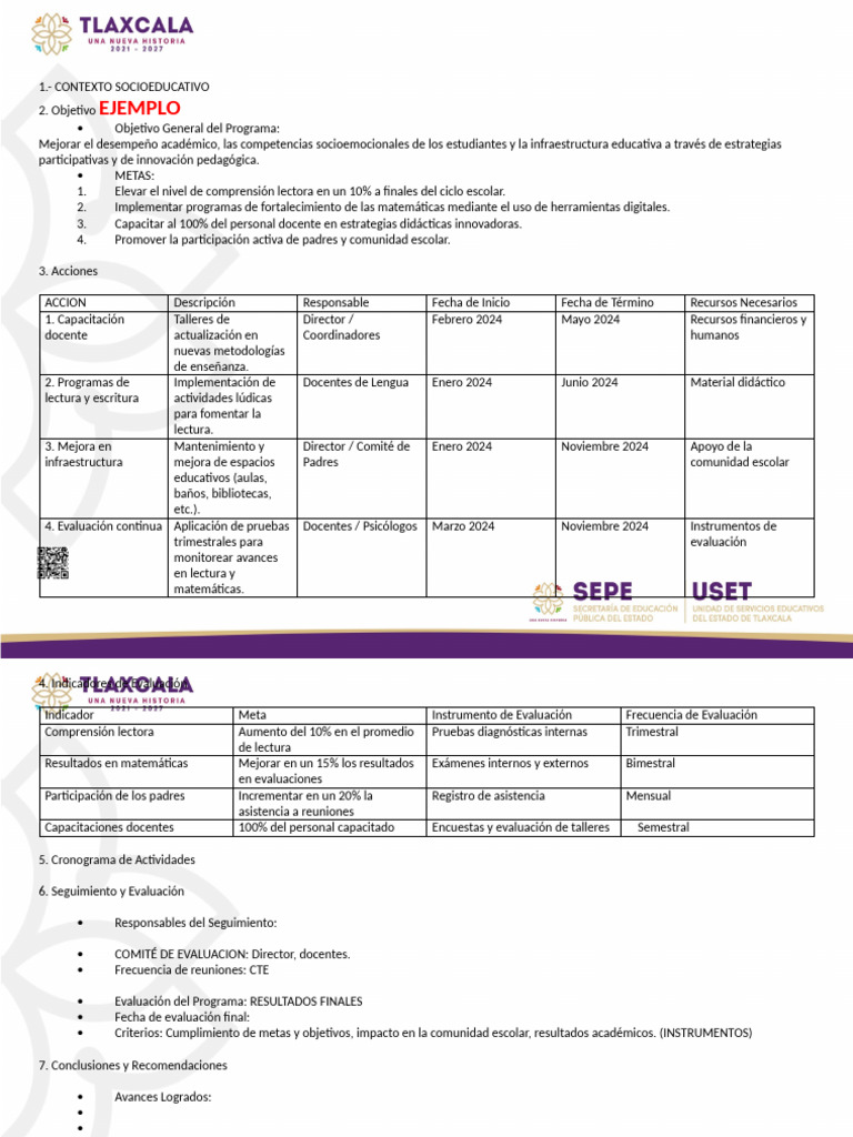 Programa de Mejora Continua 2024-2025 | PDF | Evaluación | Enseñando
