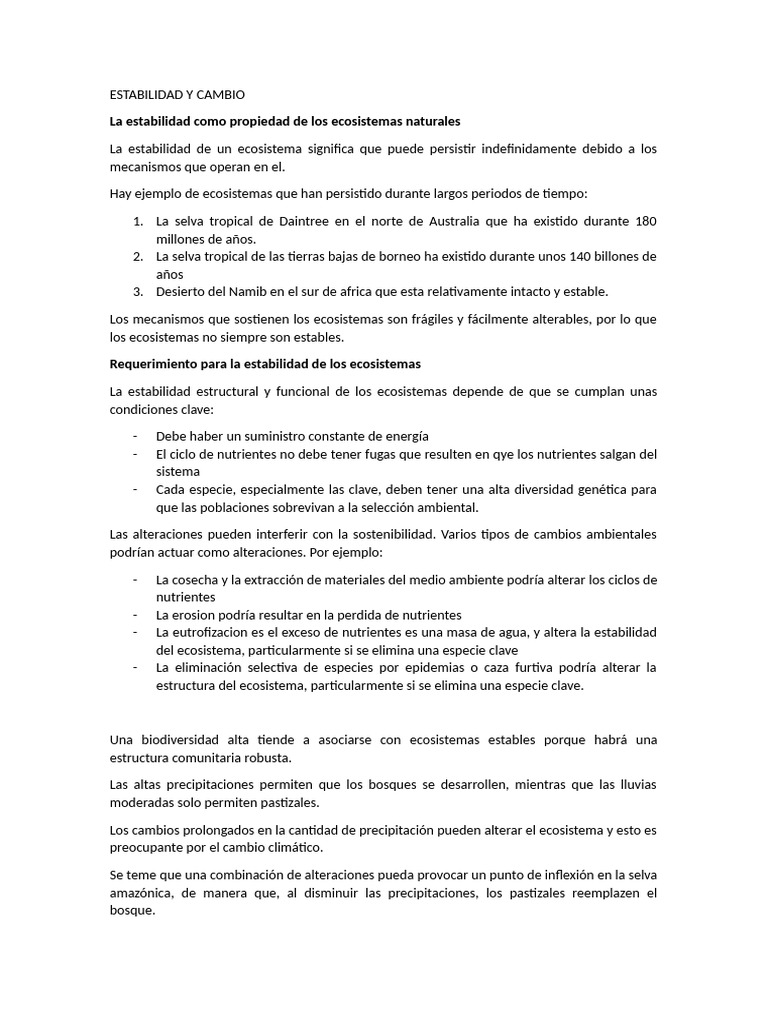 Estabilidad y Cambio en Ecosistemas Naturales | PDF | Eutrofización ...