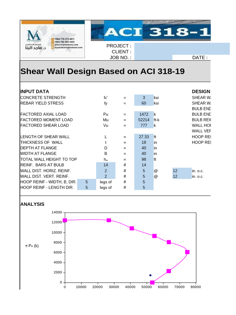 ACI 318-19 Shear Wall Design Example | PDF | Shear Stress | Bending