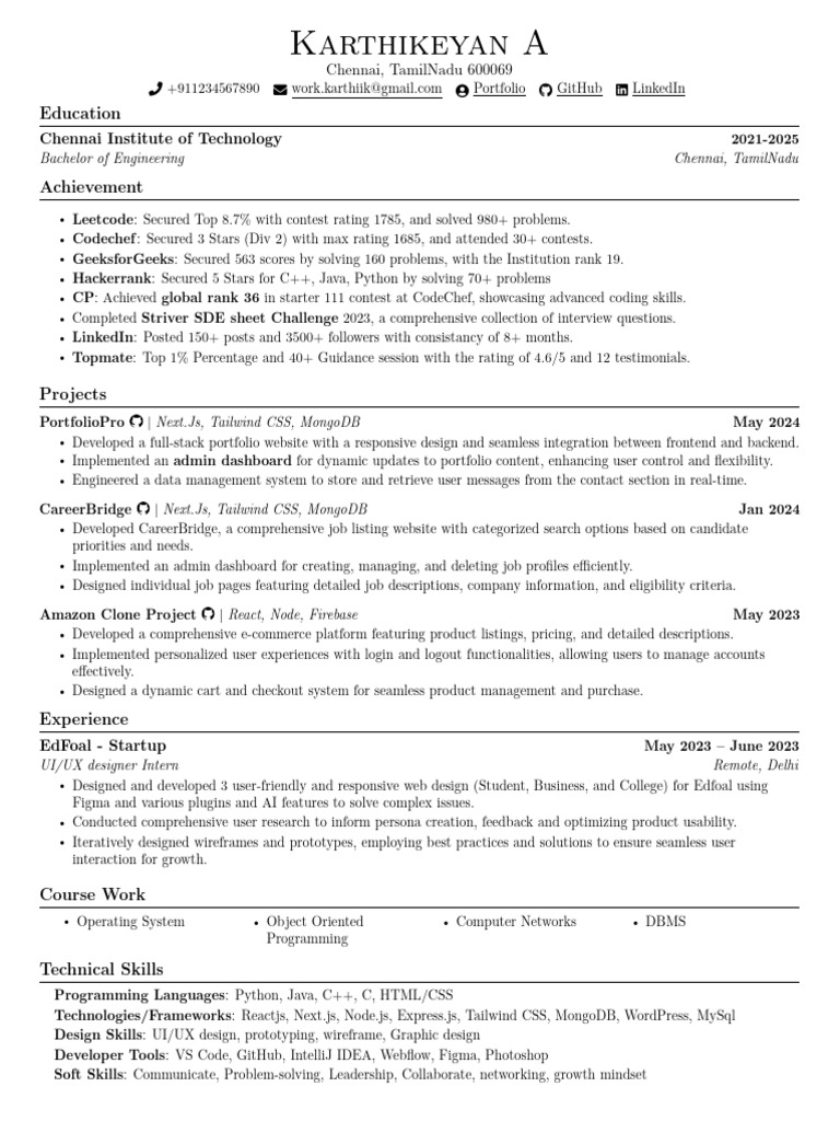 Karthikeyan A's Tech Portfolio & Projects | PDF | Computing | Software ...