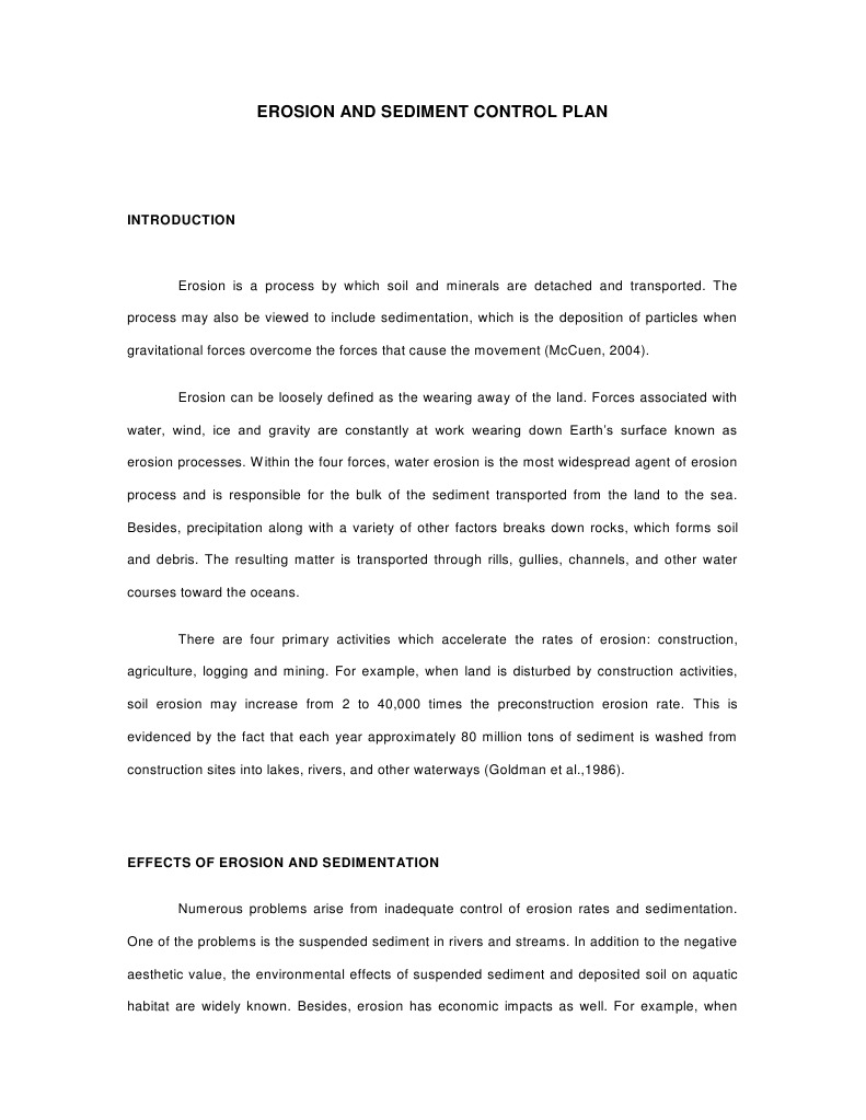 Erosion and Sediment Control Plan | PDF | Erosion | Sediment