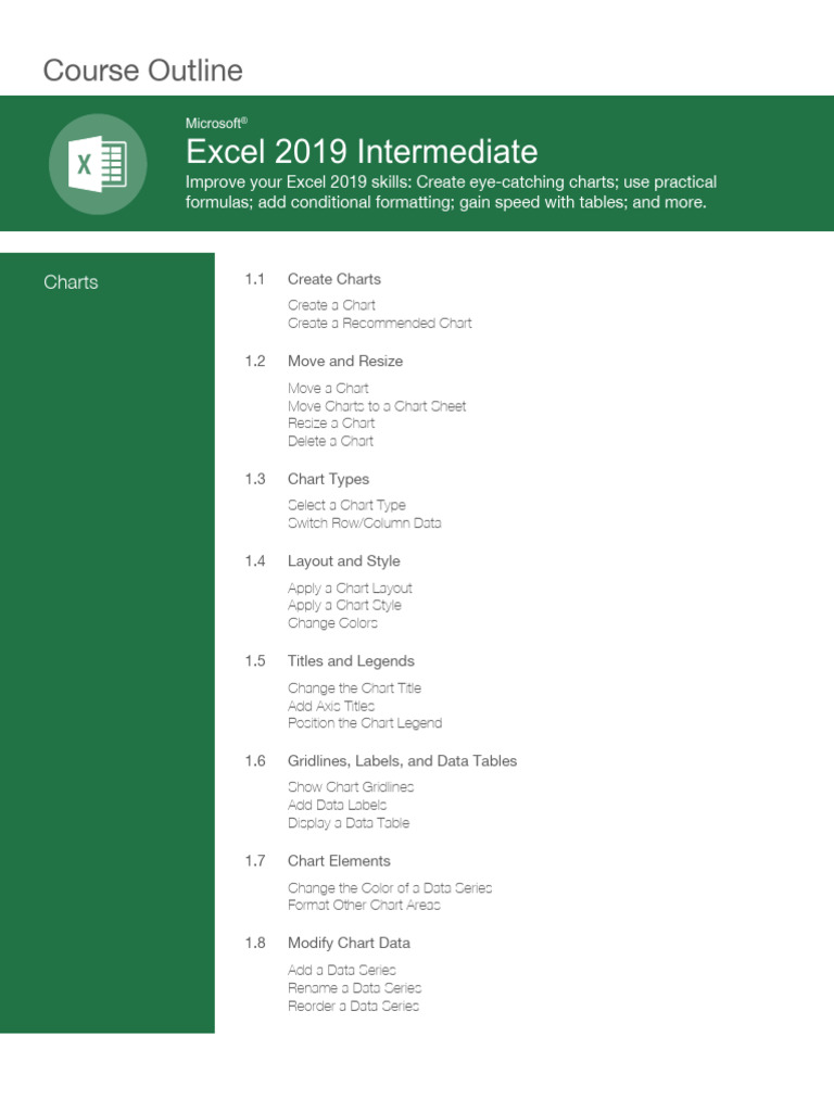 Excel 2019 Intermediate Course Outline | PDF | Microsoft Excel | Page ...