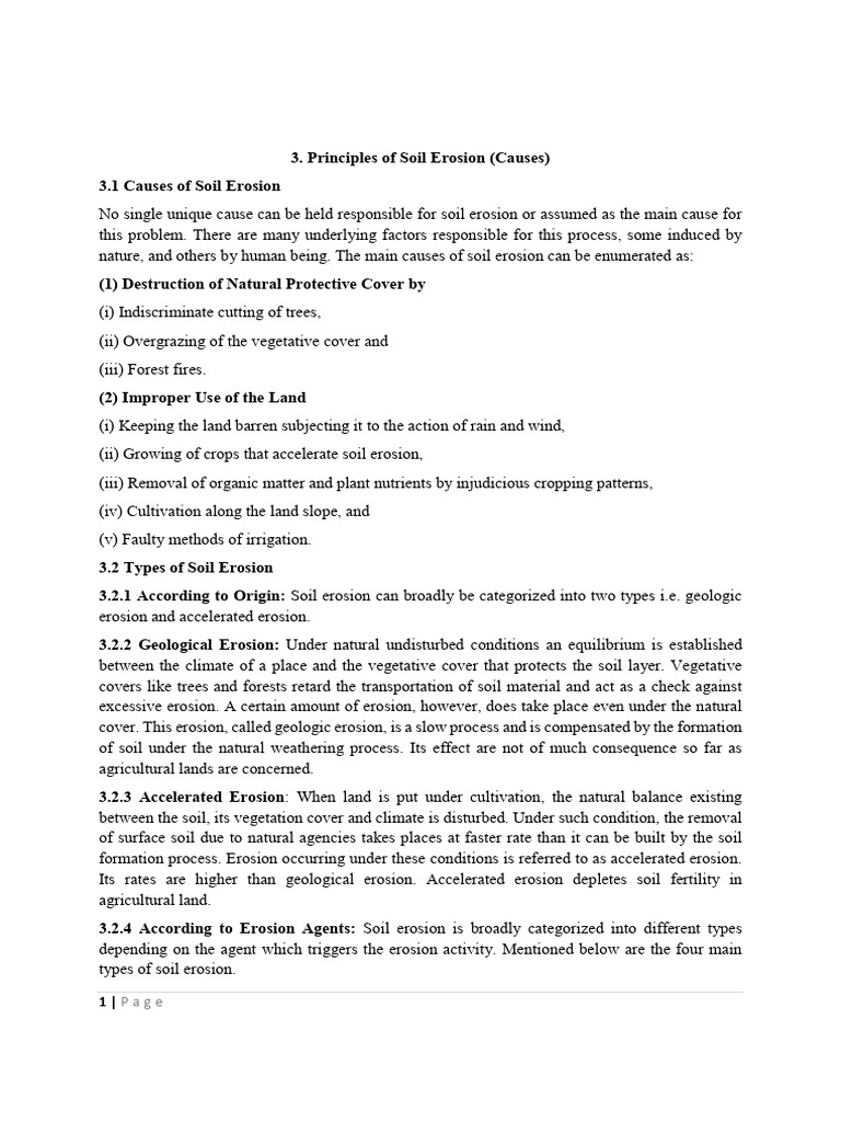 3 &4 Notes On Principles of Soil Erosion (Causes of Soil Erosion ...