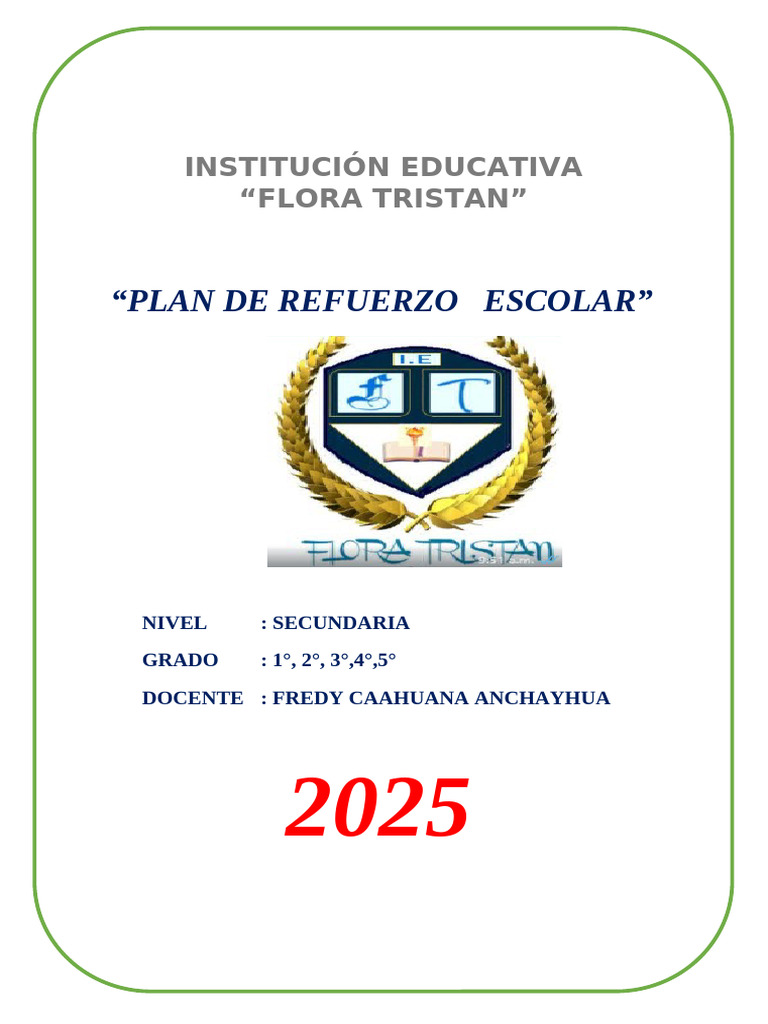 Plan de Refuerzo Escolar en Matemática | PDF | Aprendizaje | Cambio