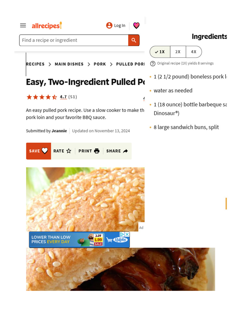 Easy Two-Ingredient Pulled Pork Recipe | PDF | Slow Cooker | Barbecue