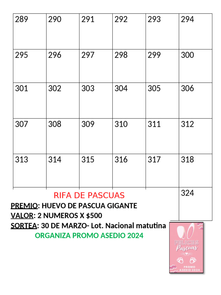 Rifa de Pascuas: Gana un Huevo Gigante | PDF