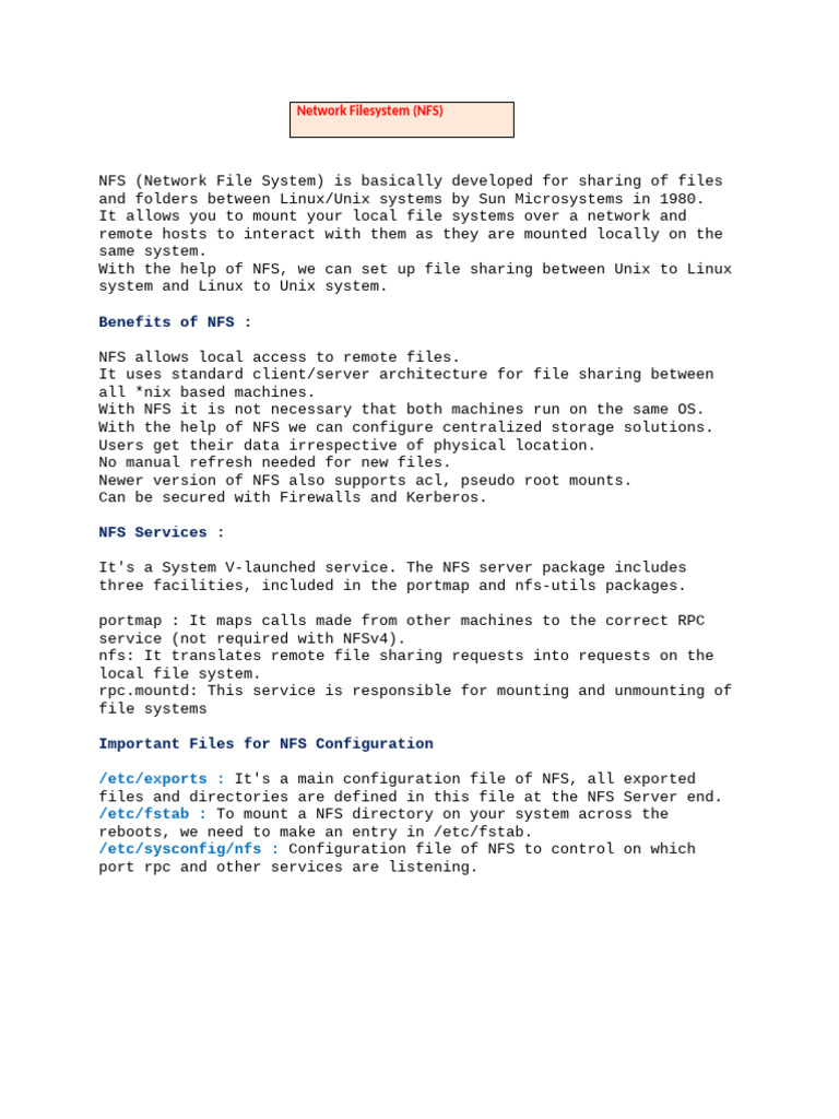 RHEL 7 Network File System (NFS) | PDF | File System | System Software